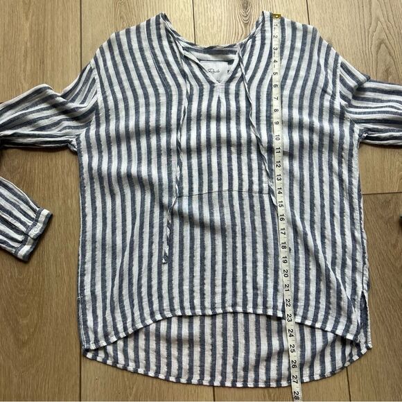 Rails Nina Rio Stripe Blouse Long Sleeve Linen Metallic Striped Shirt Medium - Picture 12 of 14